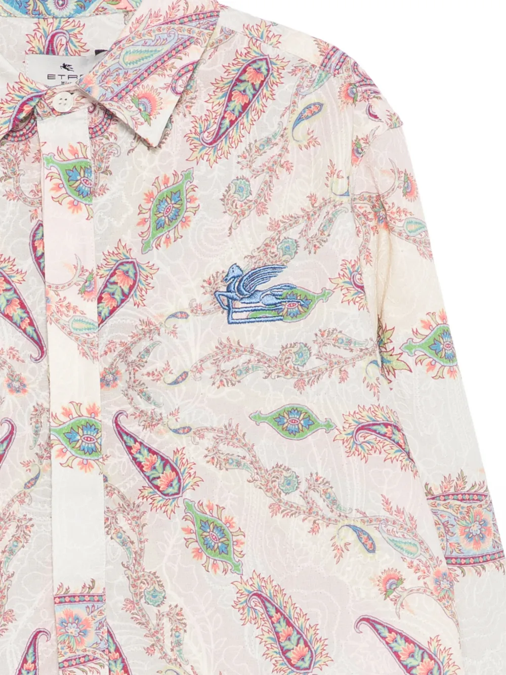 Рубашка с вышитым узором пейсли Etro Kids, бежевый — фото 3