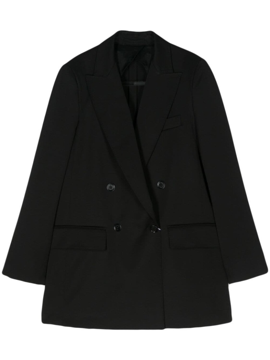 

Двубортный пиджак из смесовой шерсти Max Mara, черный