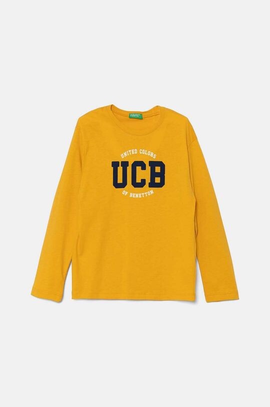 

Детская хлопковая рубашка с длинным рукавом United Colors of Benetton, желтый
