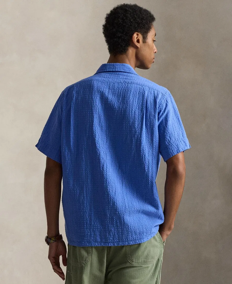 Классическая рубашка из сирсакера из льняной смеси Polo Ralph Lauren, синий — фото 4