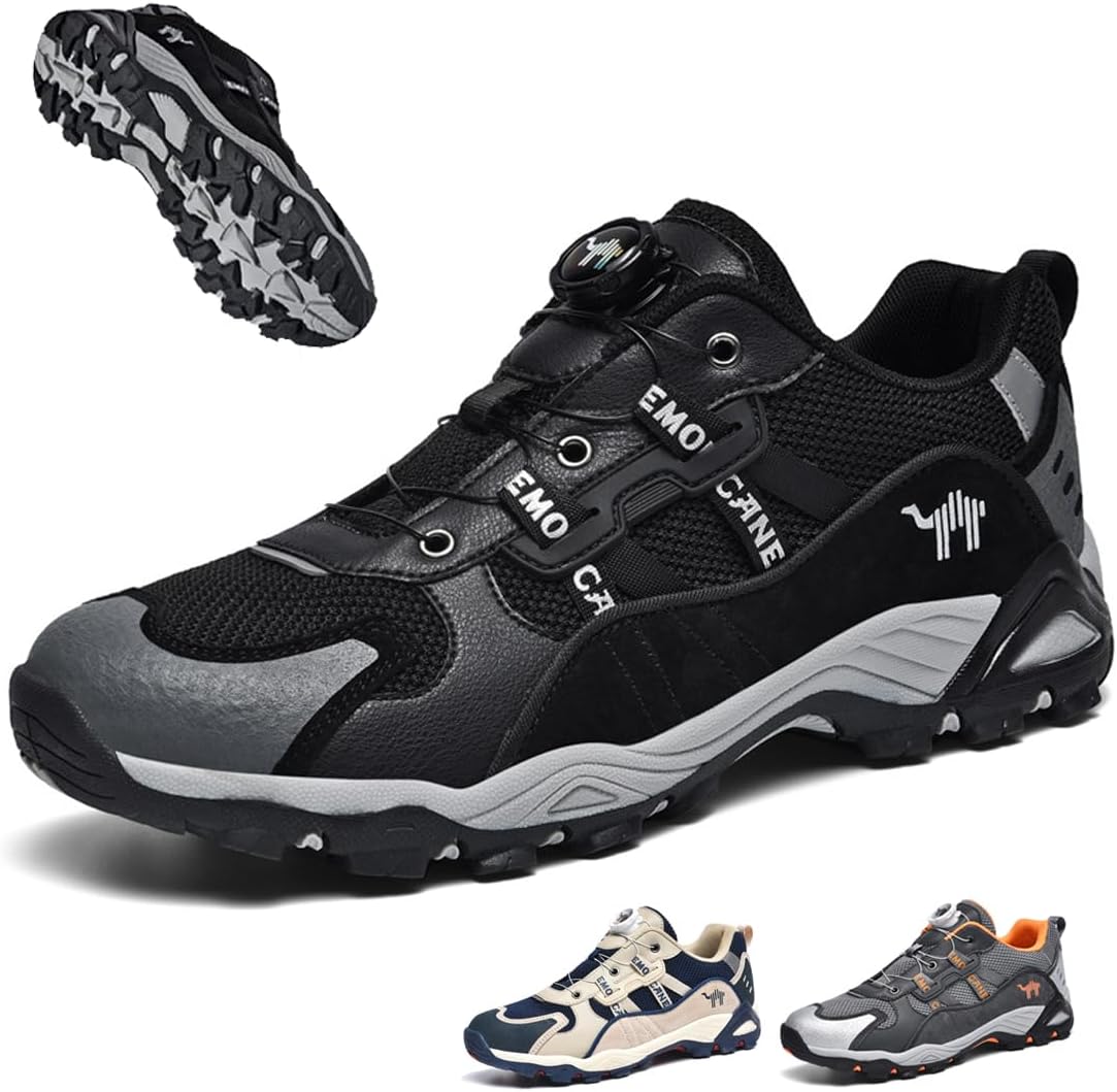 

Мужские водонепроницаемые походные кроссовки для ходьбы и треккинга, с само-завязкой, противоскользящие, для активного отдыха на открытом воздухе, низкие, дышащие, для кемпинга и пеших прогулок Boxpopla, черный