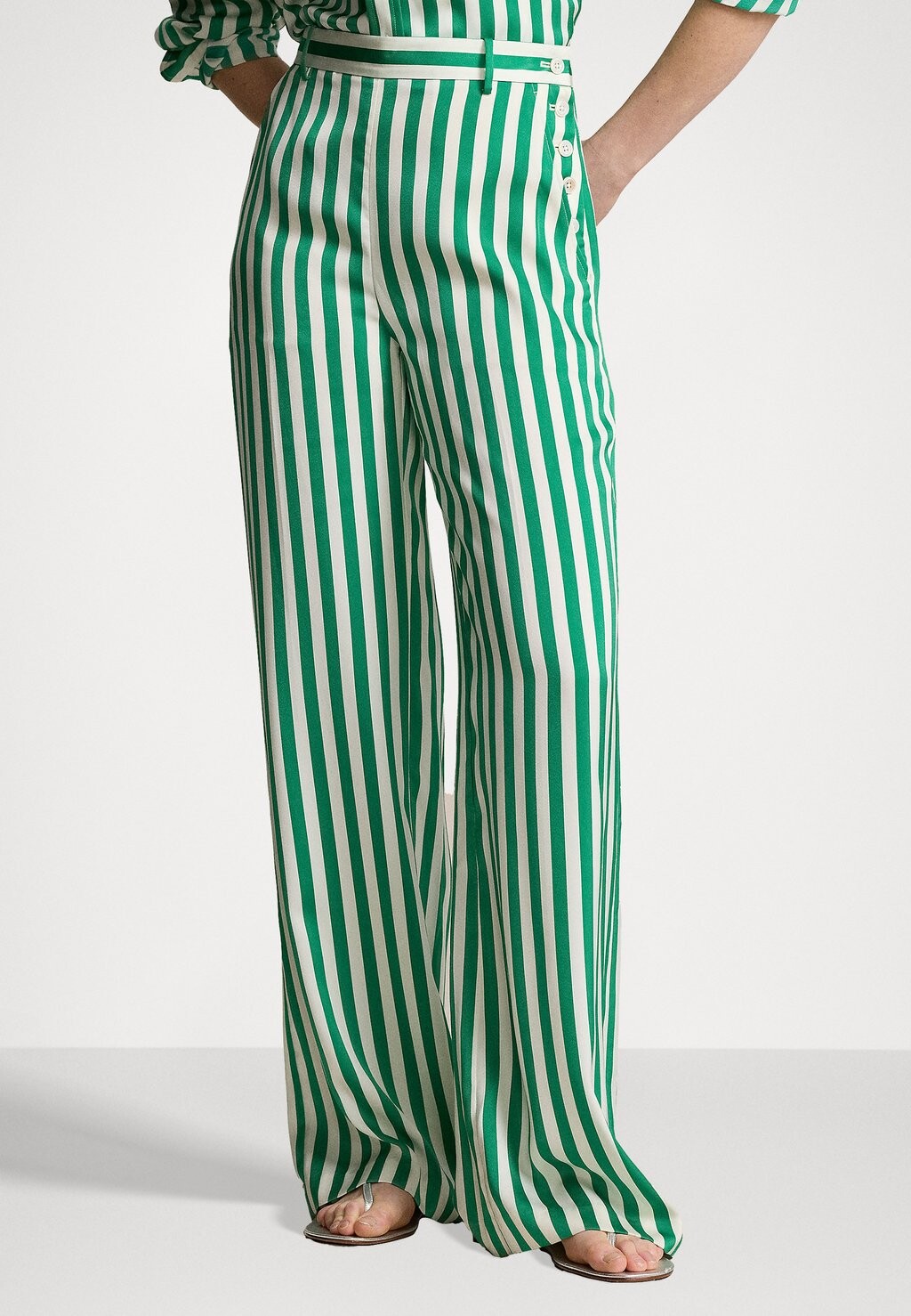 

Тканевые брюки STRIPED SILK WIDE LEG PANT Ralph Lauren, зеленый