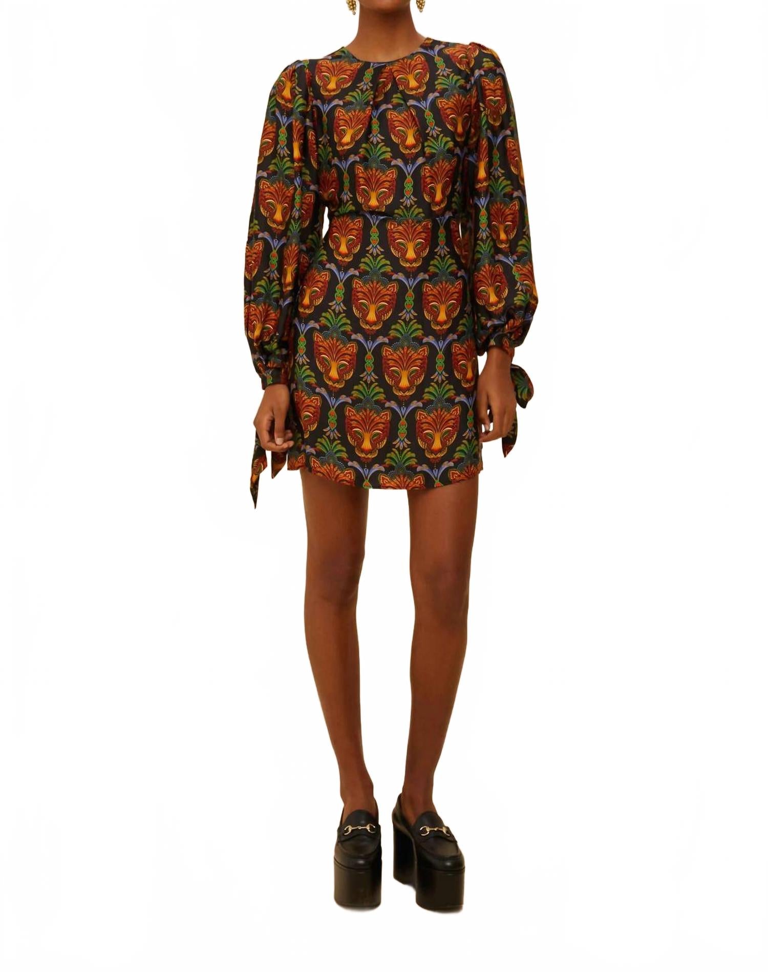 

FARM Rio Мини-платье в стиле бохо «Пантера» черного цвета