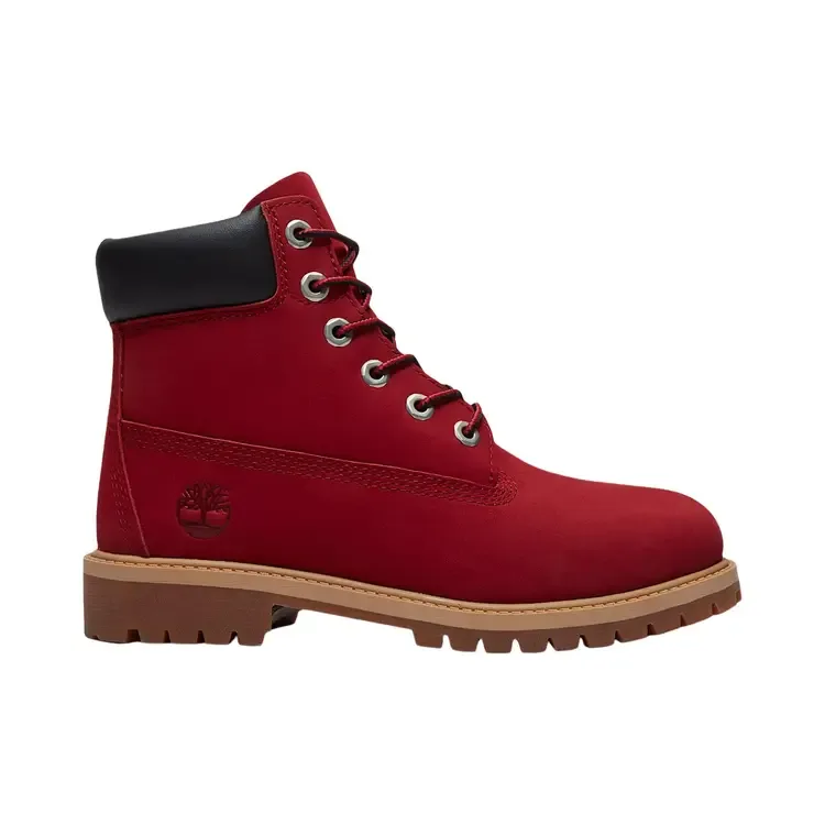 Детские водонепроницаемые ботинки Timberland 6 Inch Premium, цвет «красный нубук, черный»