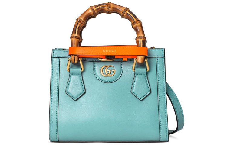 

GUCCI Кожаная сумка Диана Тот Хендбэг Плечевая Сумка Кроссбоди Мини Светло-голубая