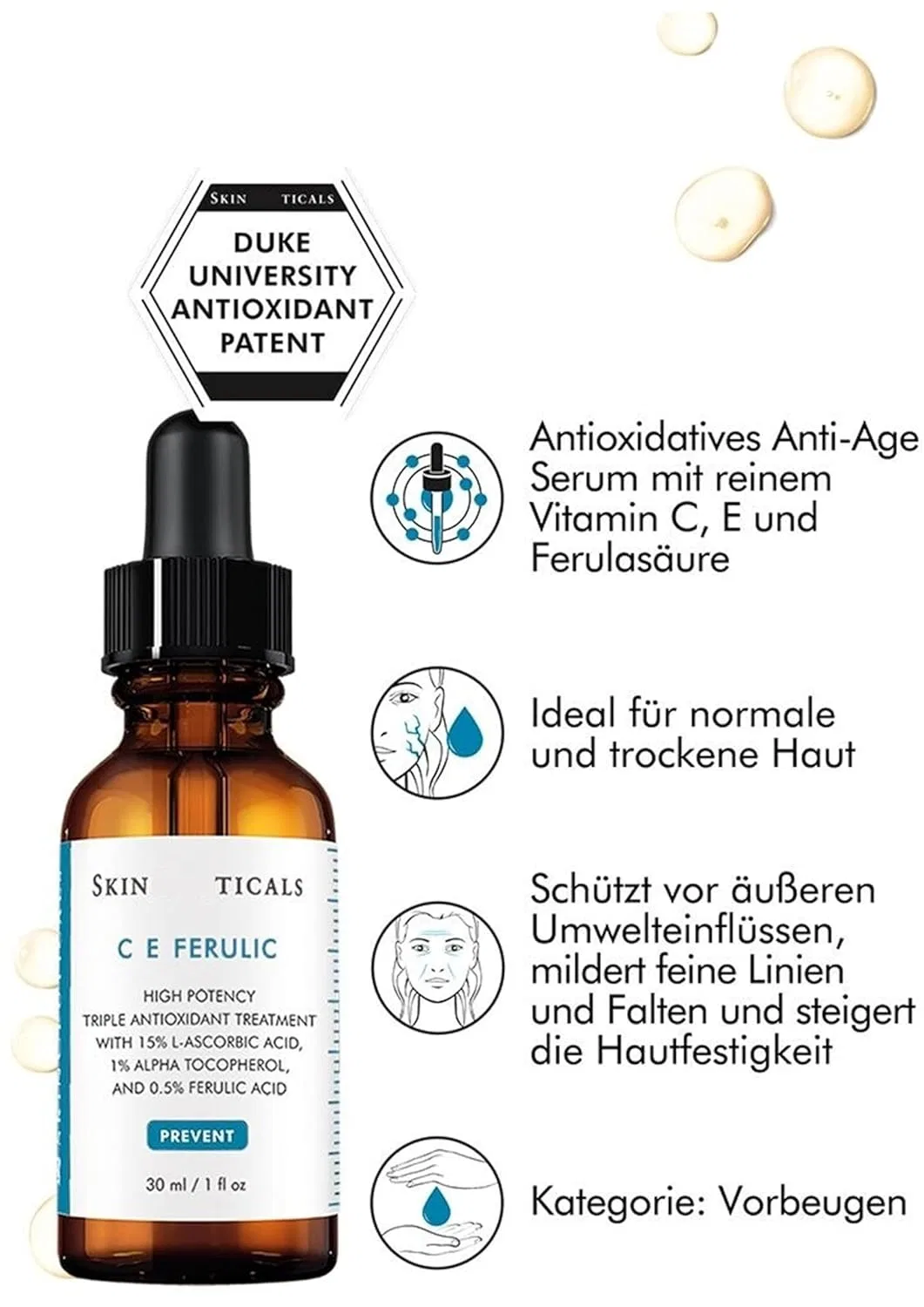 Сыворотка для лица тройная антиоксидантная «C E Ferulic» от Skinticals, 30 мл Natur Pur Lieferalles E.C. — фото 2