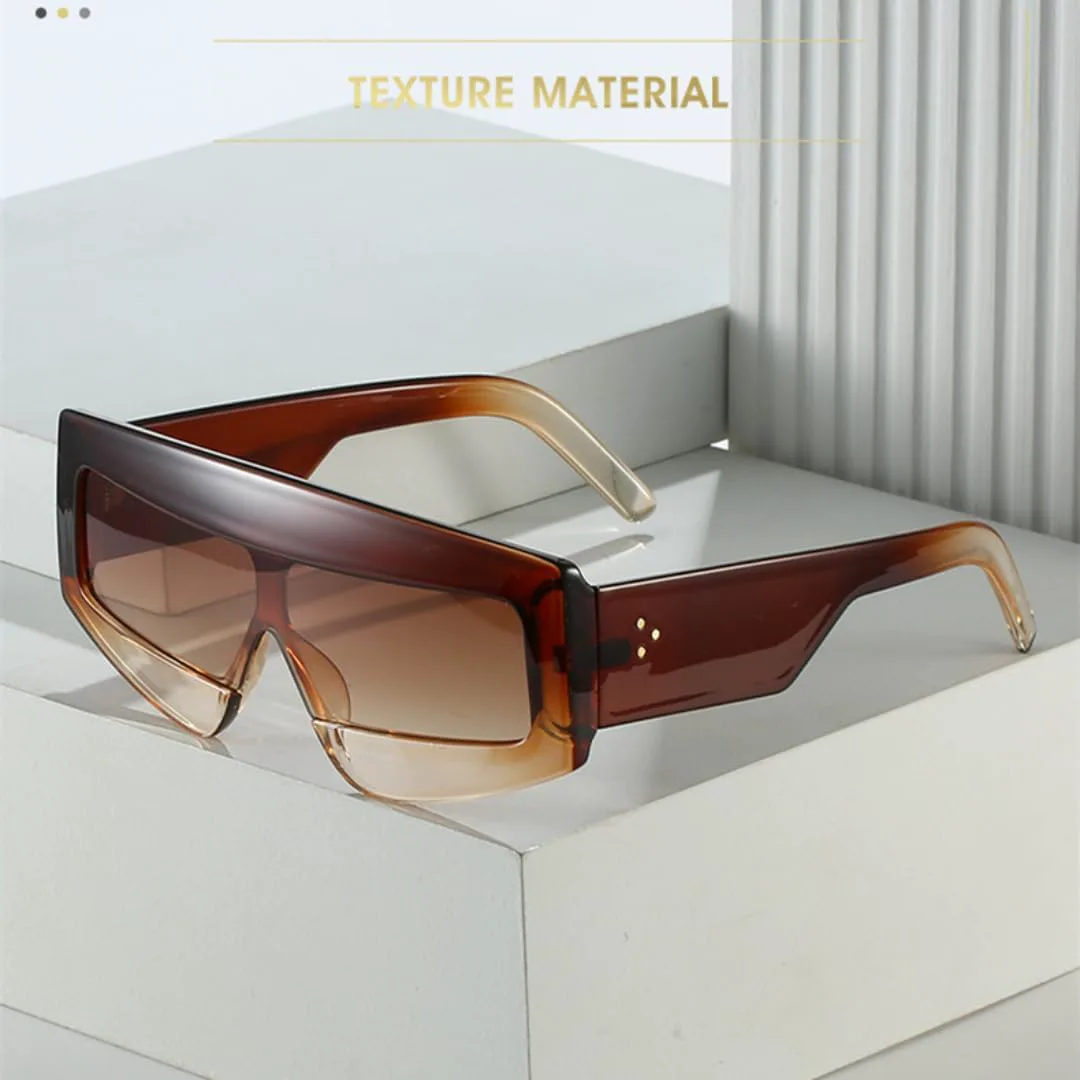 

Модные солнцезащитные очки Polygon Square для женщин, винтажные, желейные, с защитой от УФ-излучения UV400; для мужчин цельные, с заклепками UATXTAU, Tea