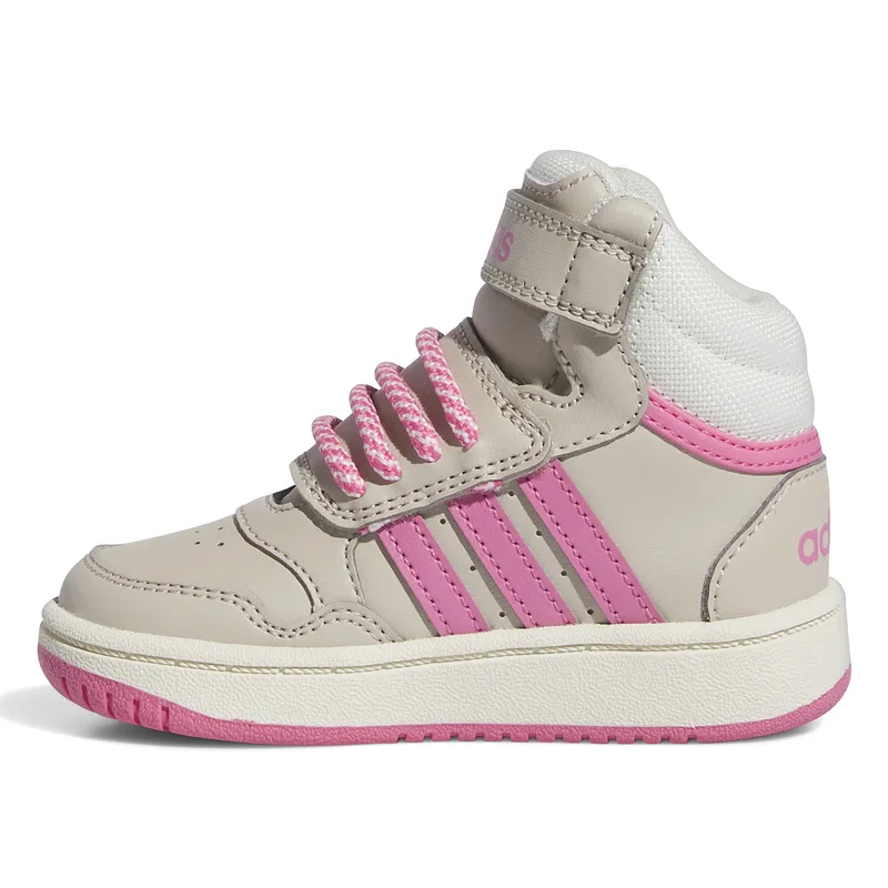 Adidas Neo Кроссовки высокие Hoops Mid 3.0 для малышей, серо-розовые, нескользящие, износостойкие, дышащие
