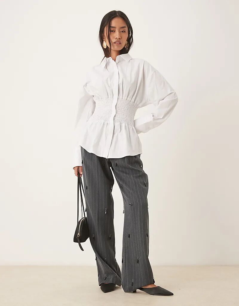 

Широкие брюки ASOS DESIGN с декоративной отделкой и складками серого цвета