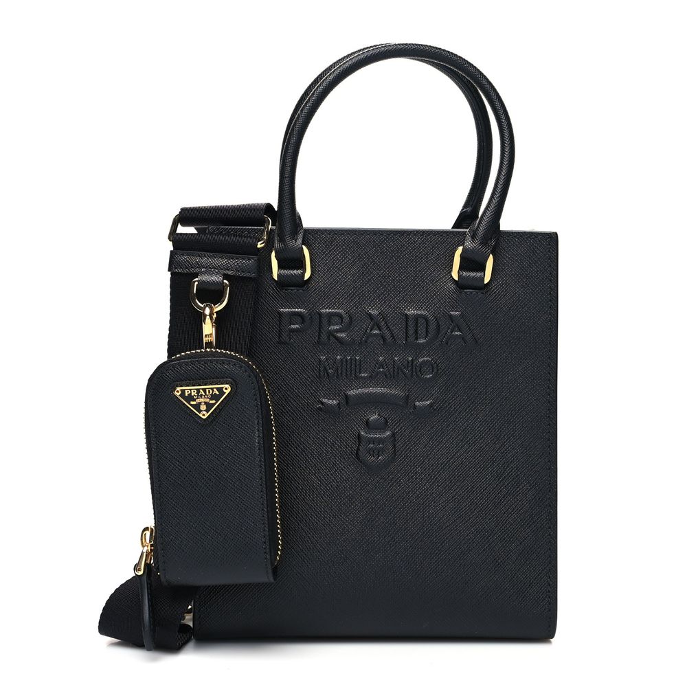 

Элегантная черная сумка через плечо из сафьяновой кожи Prada