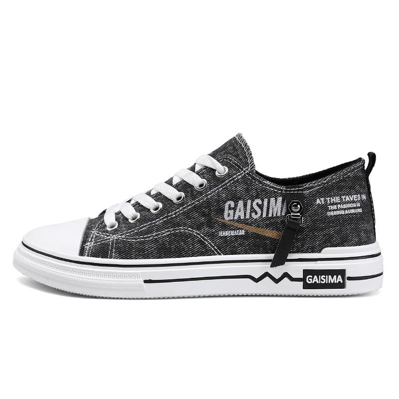 

GAISIMA Низкие кожаные кеды мужские деним черные, цвет Denim Black