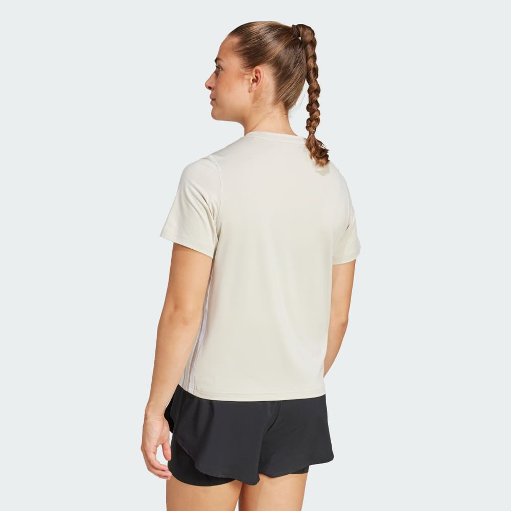 Спортивная футболка Adidas Train Essentials 3-Stripes Workout Tee, цвет Beige/White — фото 2