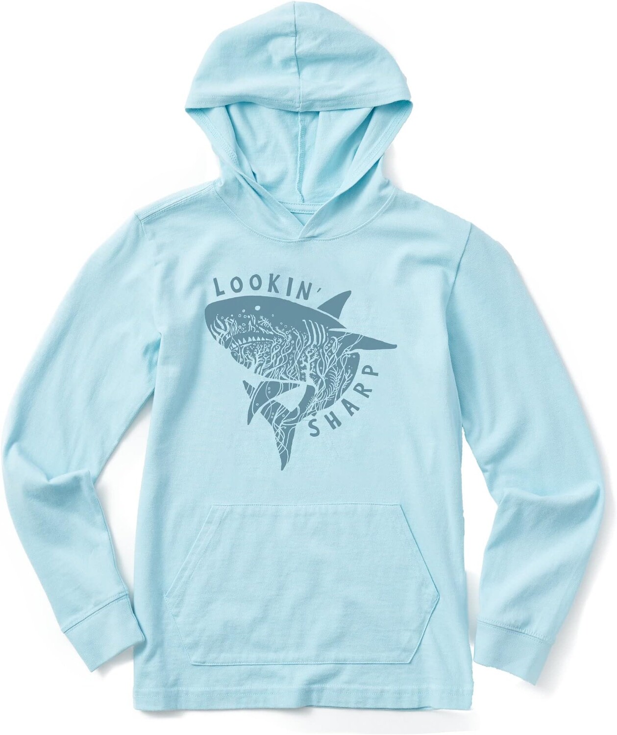 

Футболка Life is Good Lookin Sharp Shark Long Sleeve Hooded CrusherTee, цвет Beach Blue