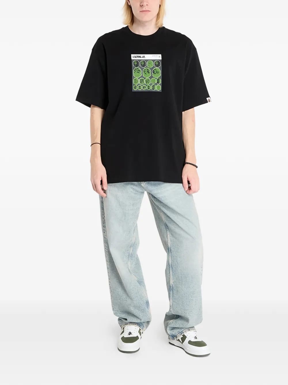 Футболка с принтом-наклейкой A Bathing Ape, черный — фото 2
