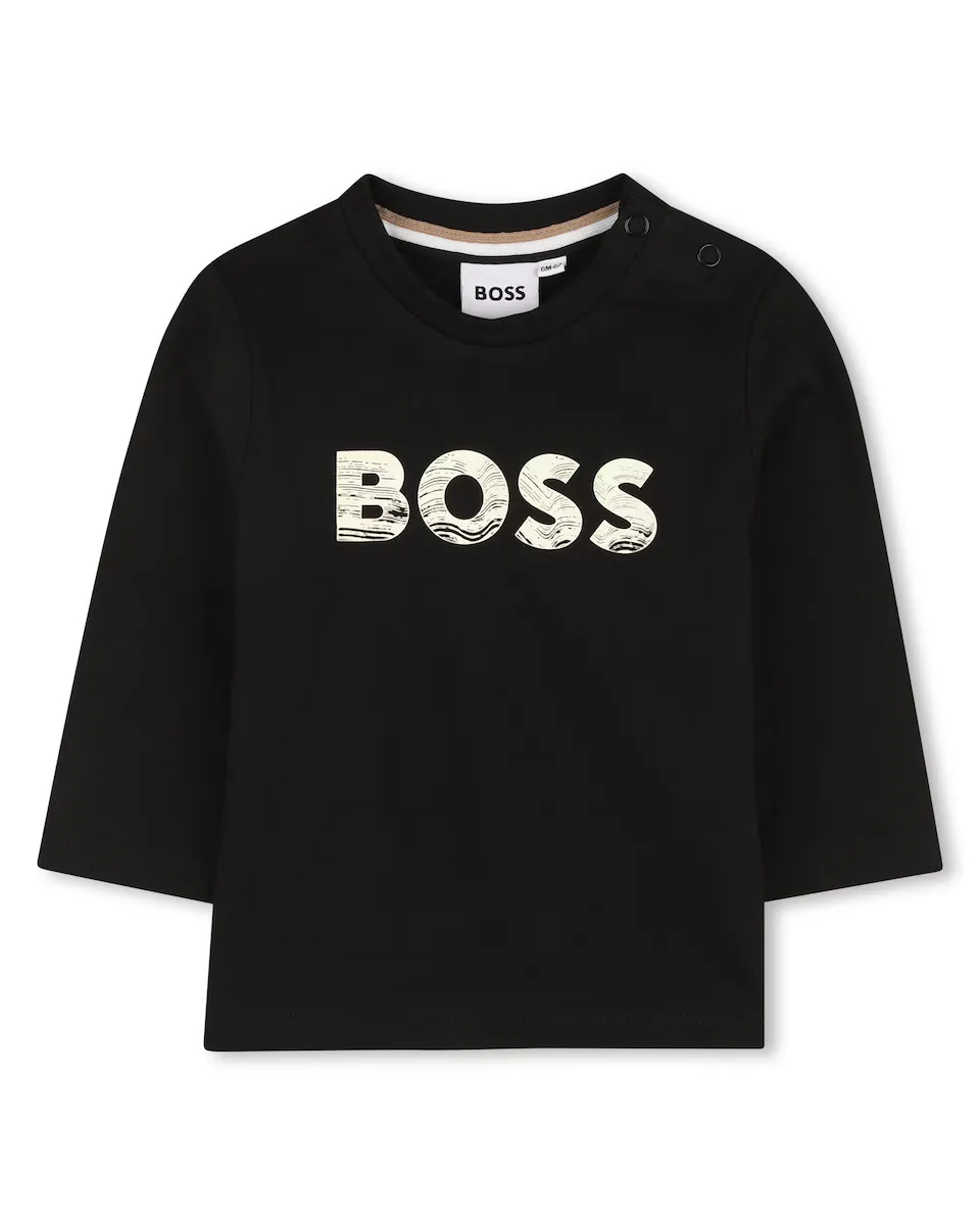 

Детская хлопковая футболка для мальчика BOSS Kidswear, черный