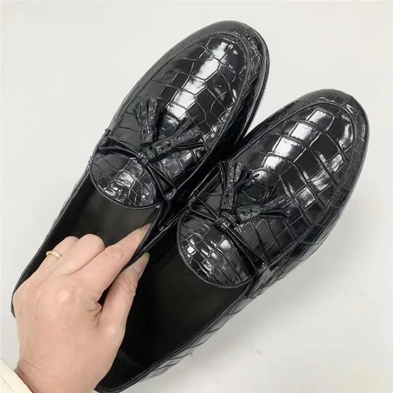 Лоферы крокодиловая кожа Authentic, черный — фото 4