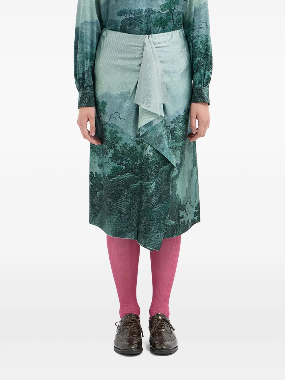 

Юбка с оборками из шелковой смеси Pierre-Louis Mascia, синий