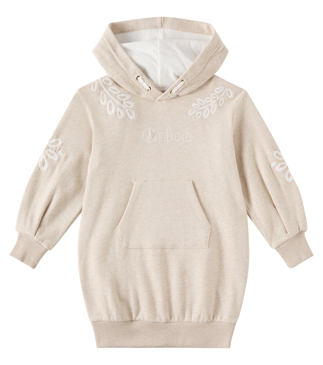 

Платье-свитшот из хлопкового джерси с логотипом Chloé Kids, Beige Marl