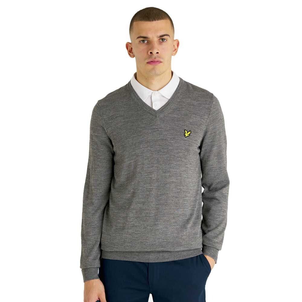 

Свитер Lyle & Scott Tonal Eagle V Neck, серый