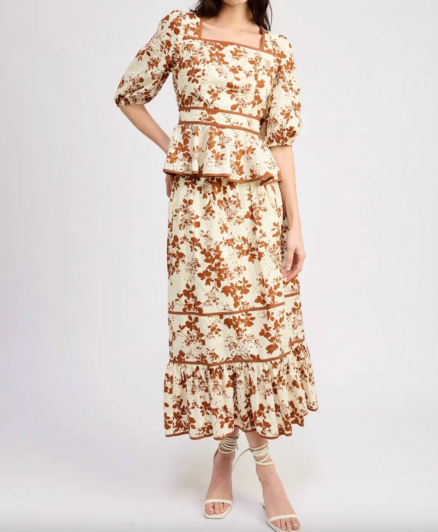 

Юбка макси с оборками Emilia в цвете Off White Rust En Saison