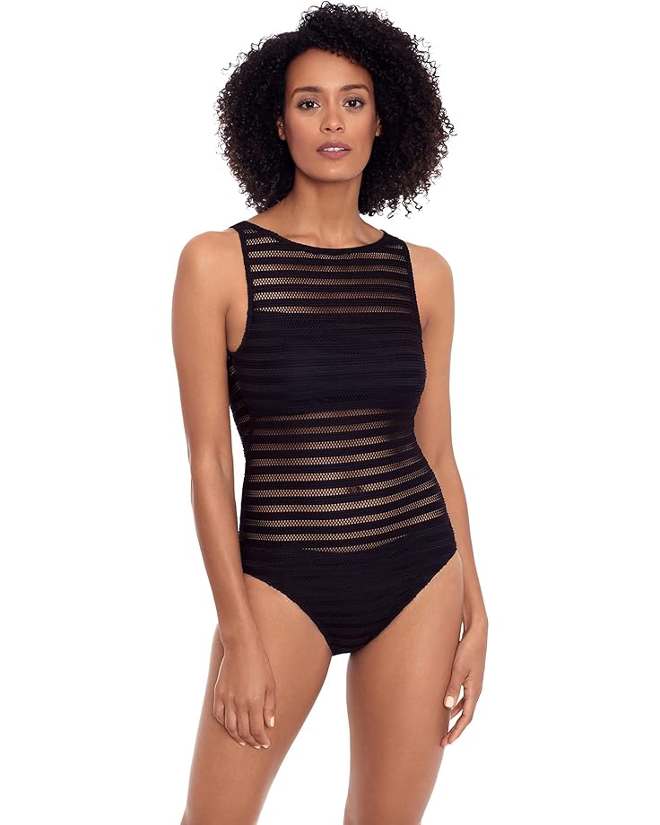 

Купальник Lauren Ralph Lauren Ottoman Mesh High Neck One-Piece, черный
