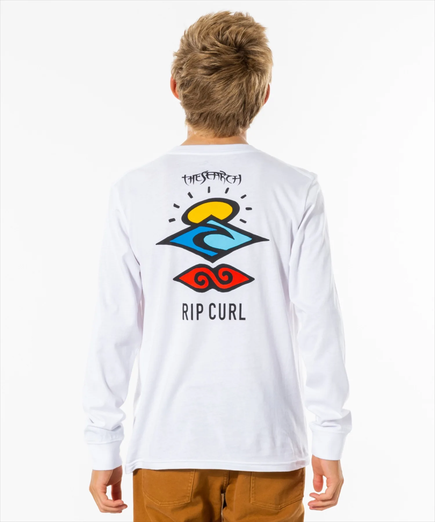 Детская футболка с длинным рукавом и принтом на спине RIP CURL SEARCH ICON белая