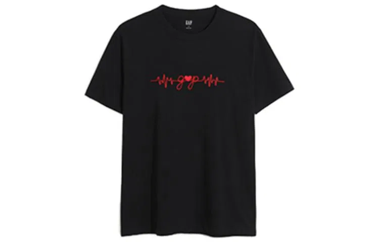 Футболка унисекс black, круглый вырез, прямой крой GAP