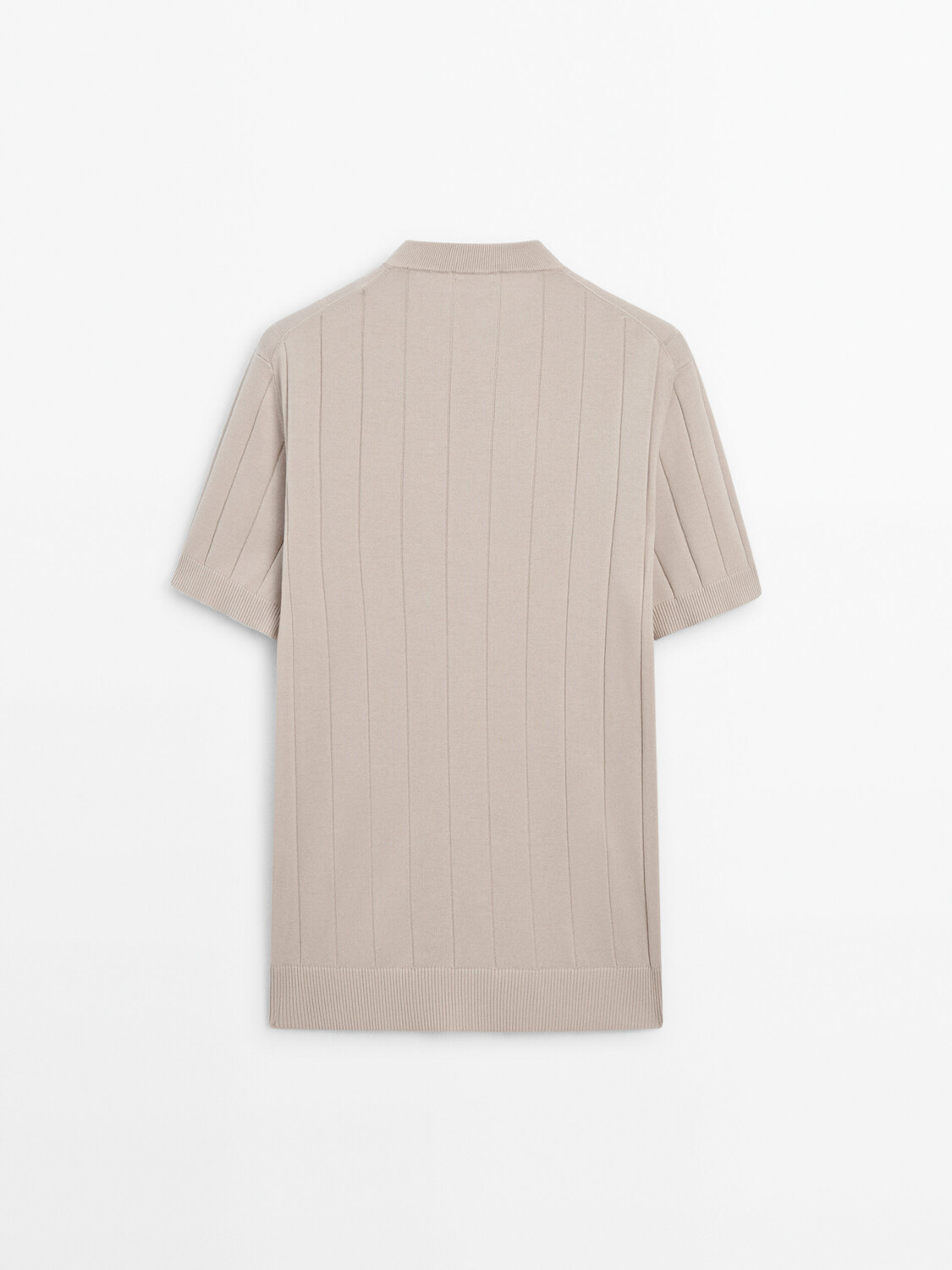 

Футболка-поло Massimo Dutti Short sleeve ribbed knit, бежевый марл