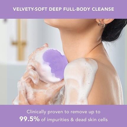 Luna 4 Body Lavender Массажная щетка для тела Отшелушивающий скруббер 100% водонепроницаемый, перезаряжаемый от USB, Foreo — фото 2