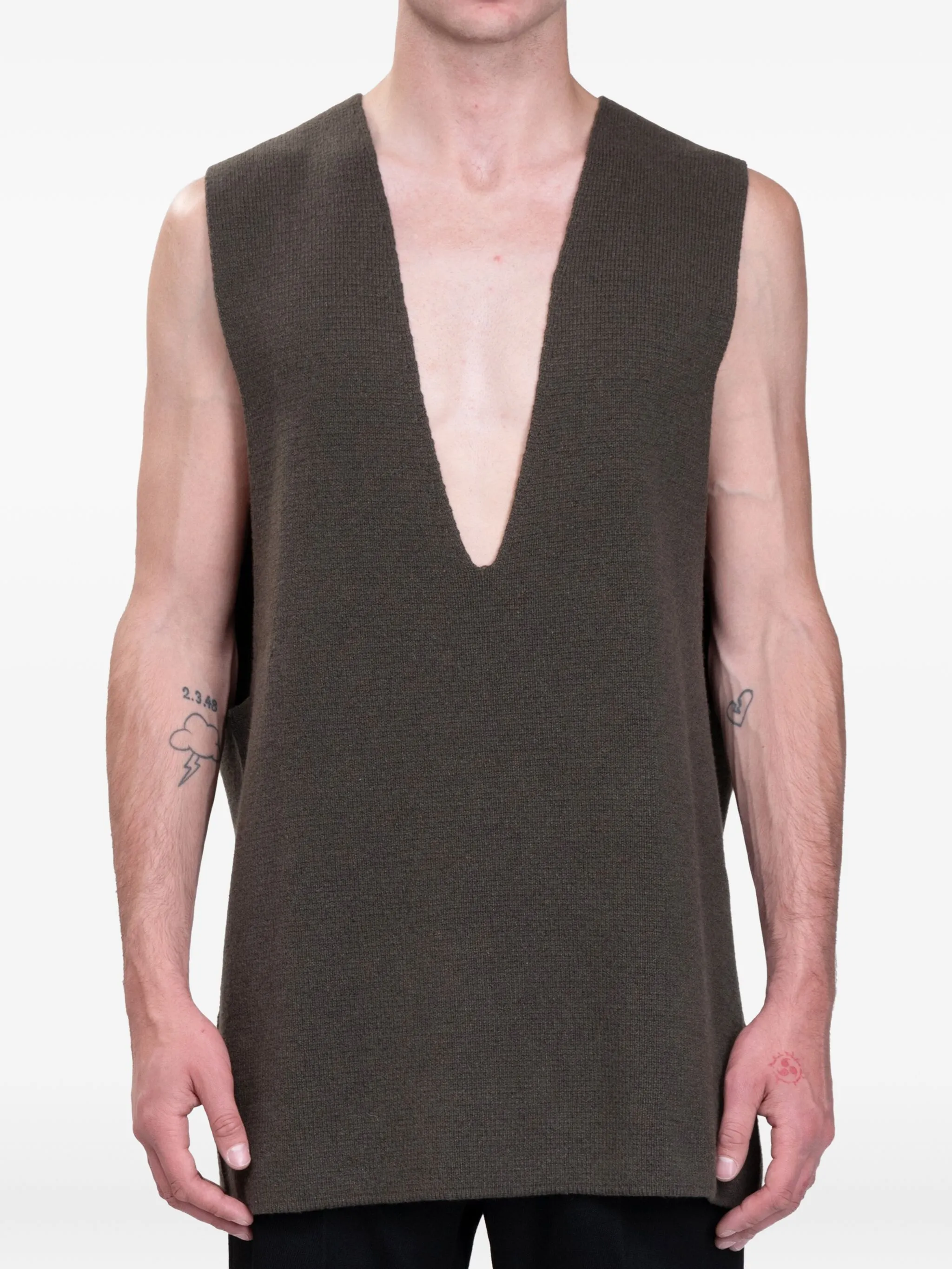 

Топ с V-образным вырезом Rick Owens, зеленый