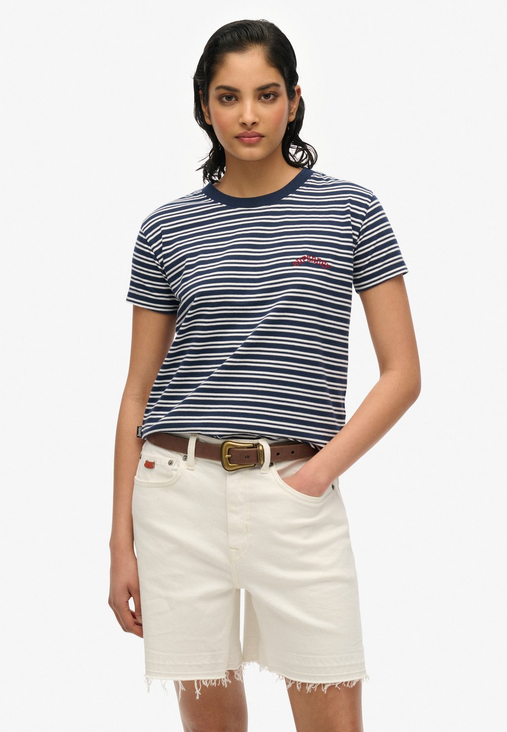 

Футболка с принтом ESSENTIAL LOGO STRIPED Superdry, синий