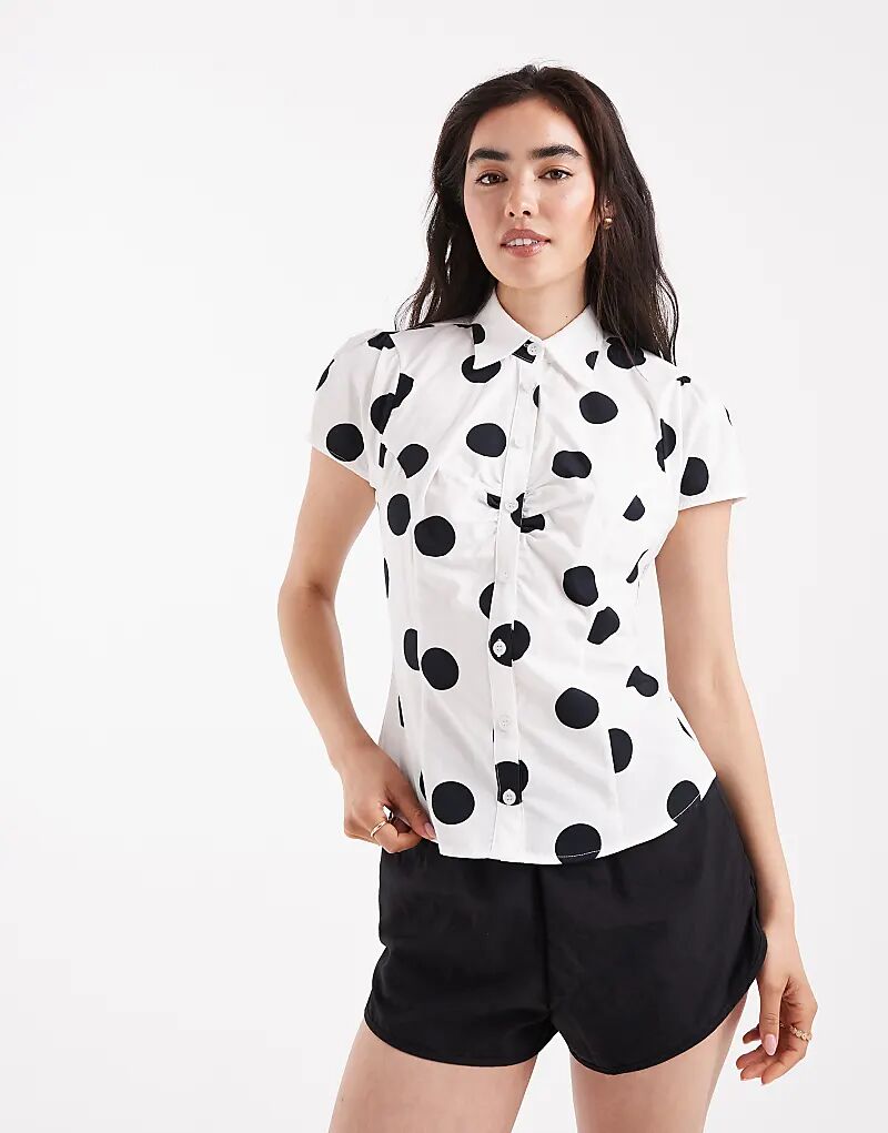 

Рубашка ASOS DESIGN из поплина с короткими рукавами в горошек