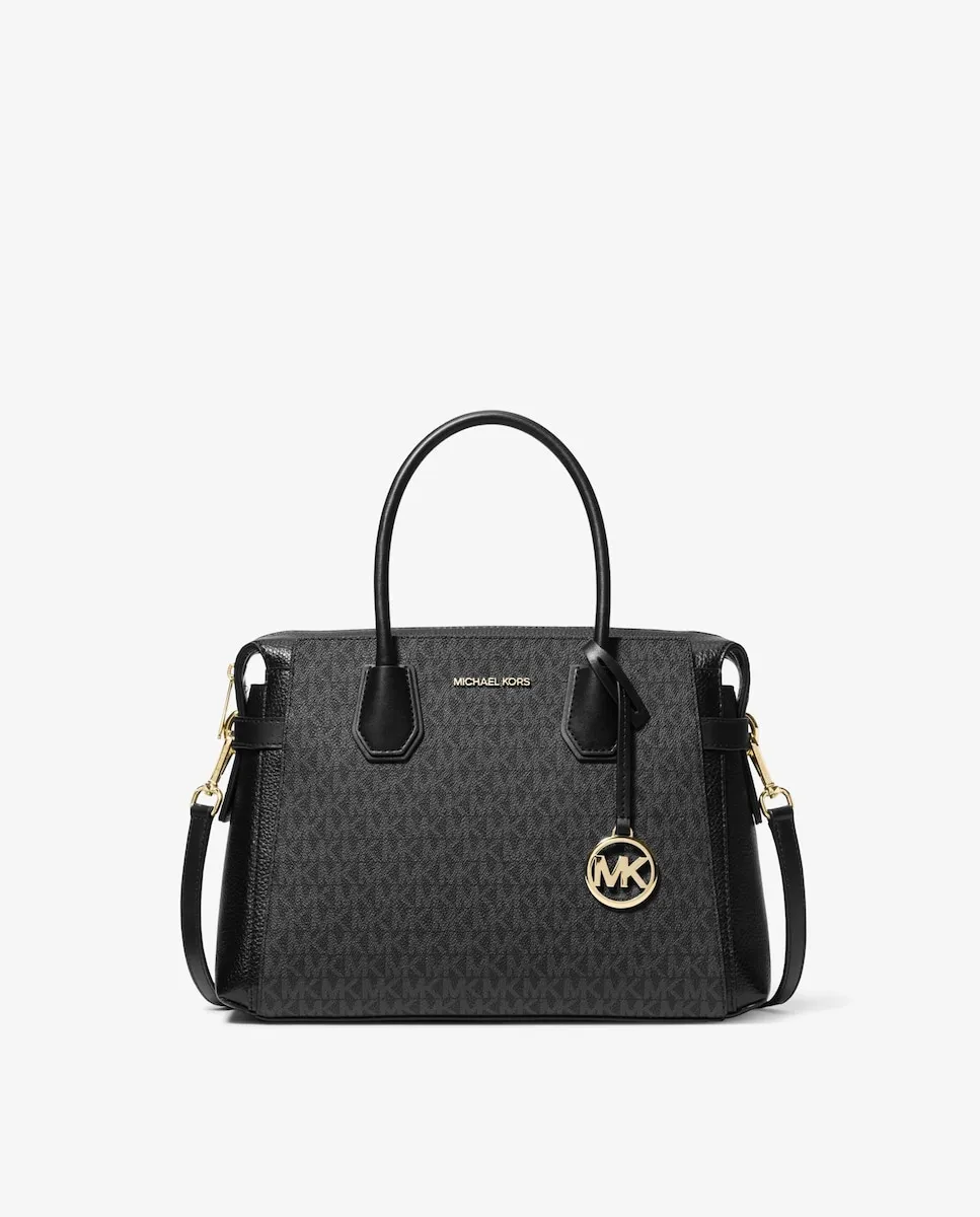 

Женская сумка-мессенджер Mercer, средняя, ​​с логотипом принт Michael Michael Kors, черный