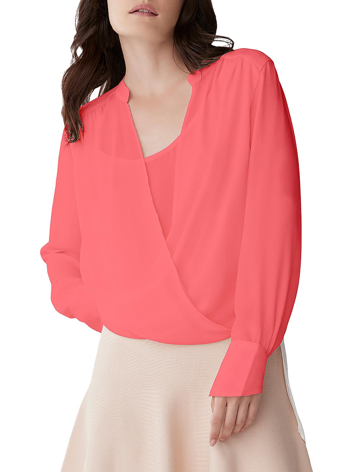 

Женская блузка с запахом Hi-Low BCBGMAXAZRIA, цвет coral