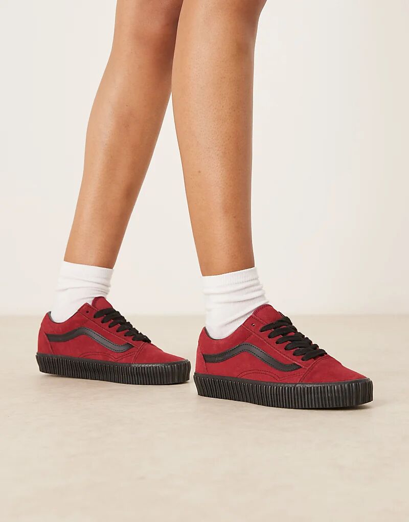 Кроссовки Vans Old Skool Creeper бордового и красного цветов