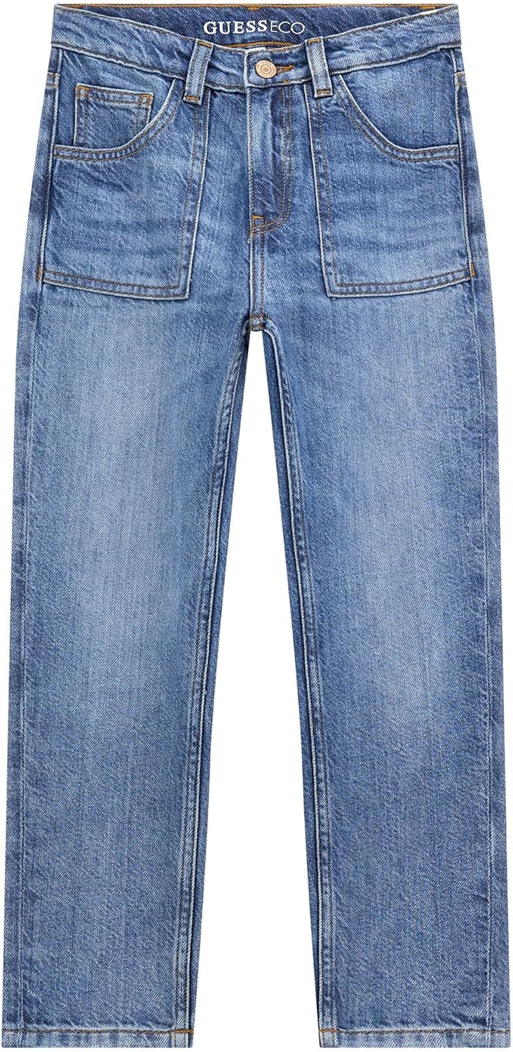 GUESS Girls' Tencel Denim Carpenter Pants, Indigo Bi Color Wash — фото 3