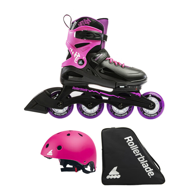 

RollerBlade Детские роликовые коньки Fury для девочек и мальчиков, регулируемые, для начинающих, черно-розовые (Premium Set B), размер S (29-33 см)