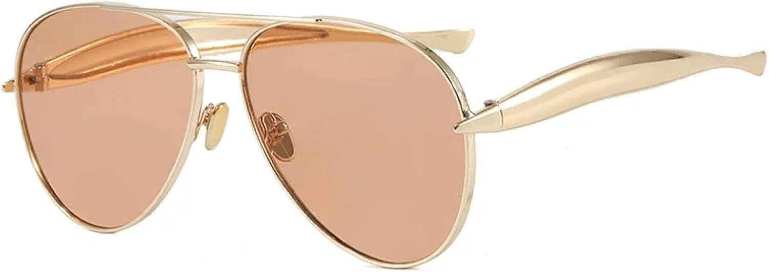 

Роскошные большие металлические солнцезащитные очки, модные винтажные солнцезащитные очки для мужчин, путешествий, женщин, с защитой от УФ-излучения UV400 TKKTLLT, Gold Tea