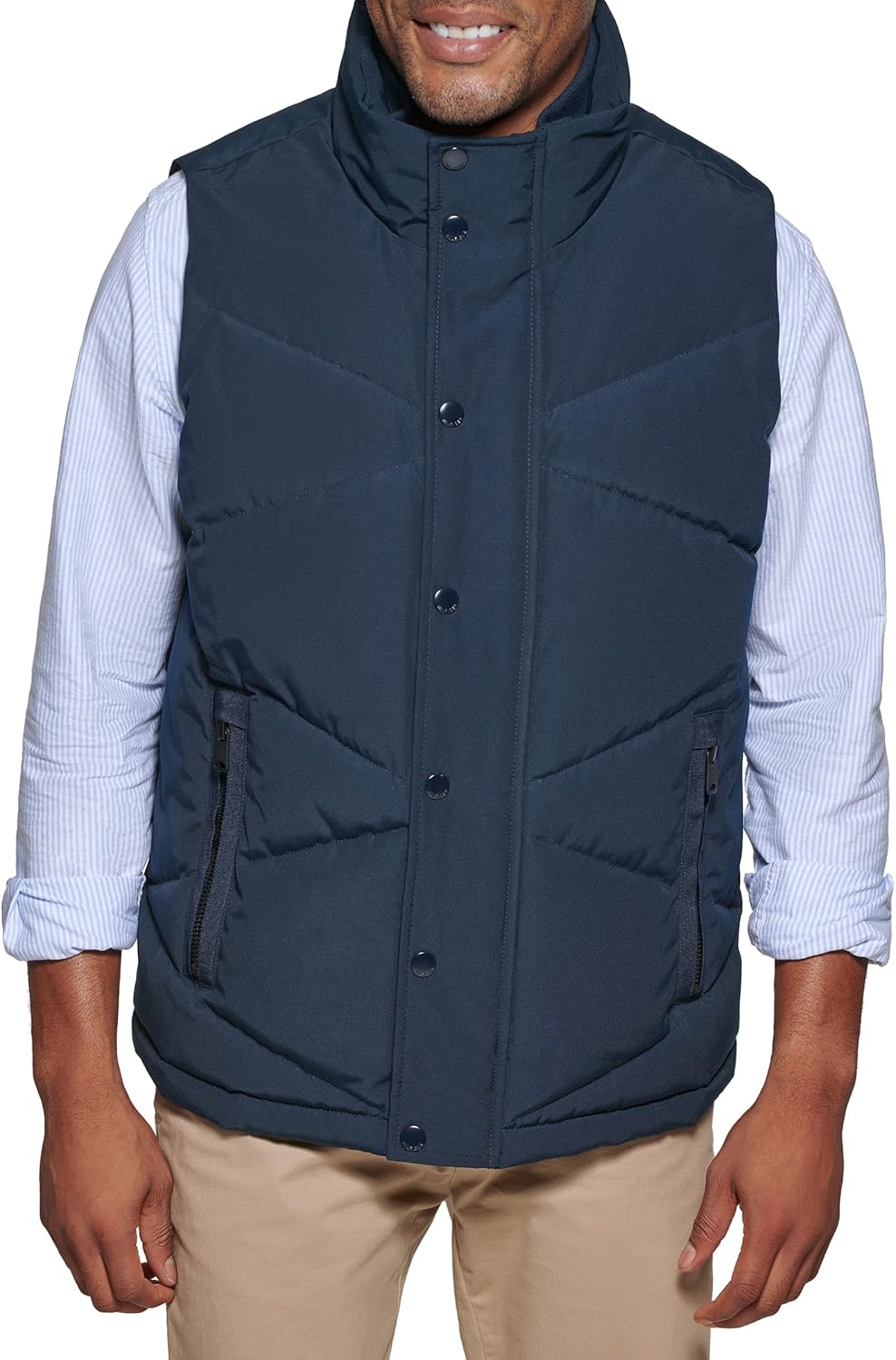 

Мужской стеганый жилет Tommy Hilfiger с ромбовидным воротником-стойкой, Navy