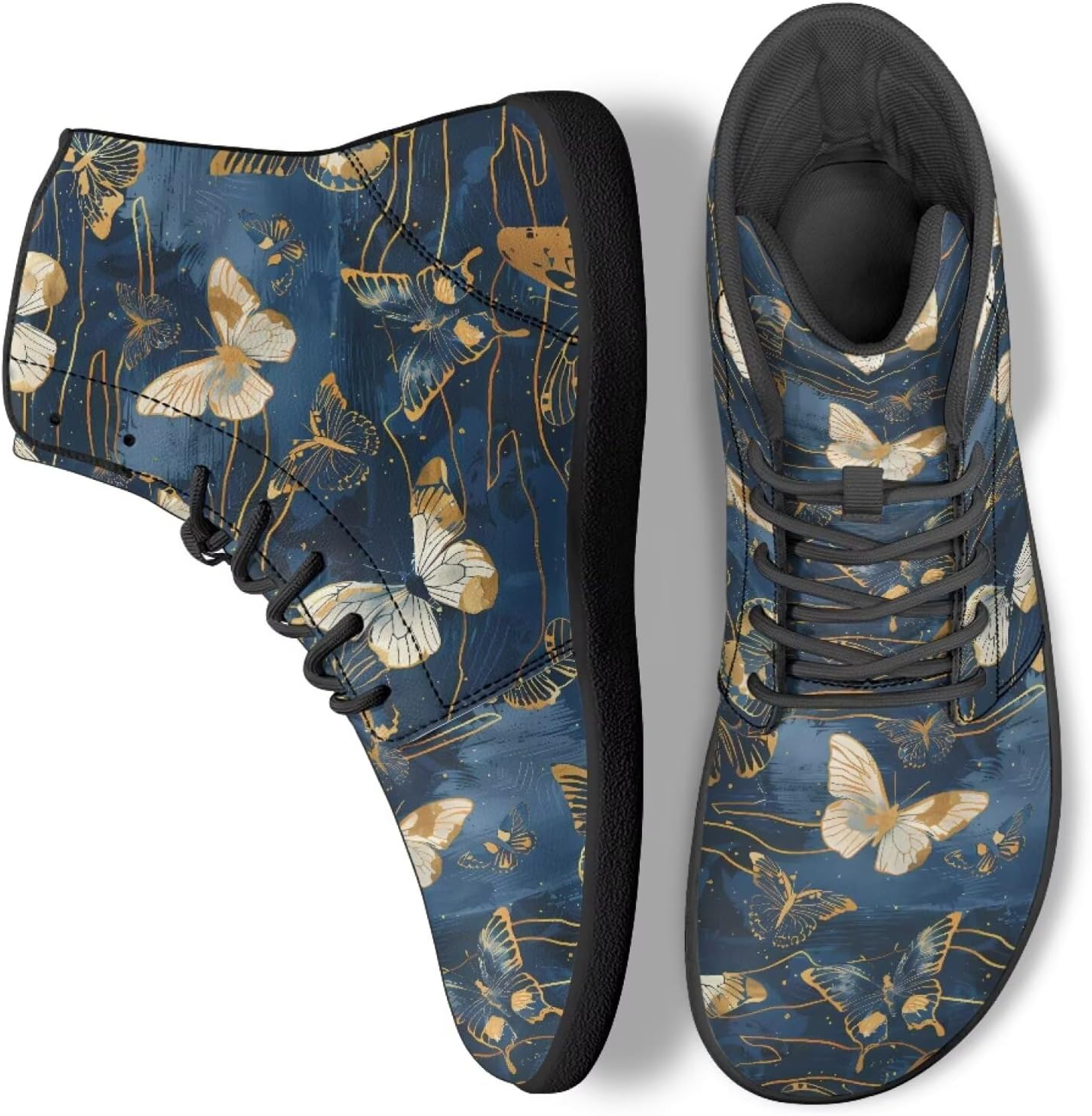 

Женские высокие кроссовки-бабочки для ходьбы, модные рабочие, офисные, спортивные, босоножки Ecaestolph, синий/золотой