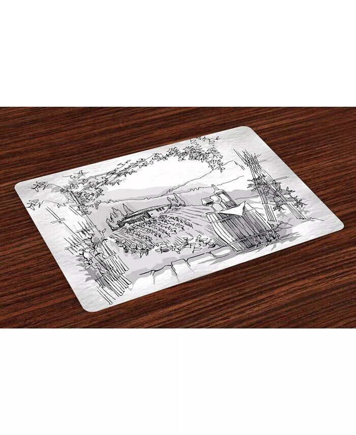 

Коврики для столовых приборов Sketchy, набор из 4 шт Ambesonne, мультиколор