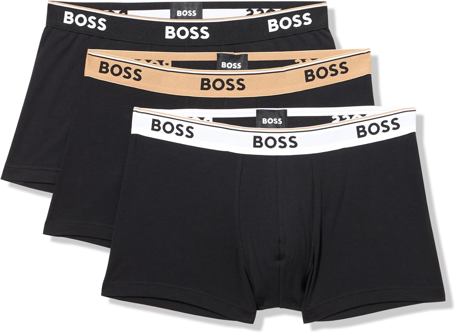 

BOSS мужские трусы 3 шт, разноцветные, с крупным логотипом, Black Gloss