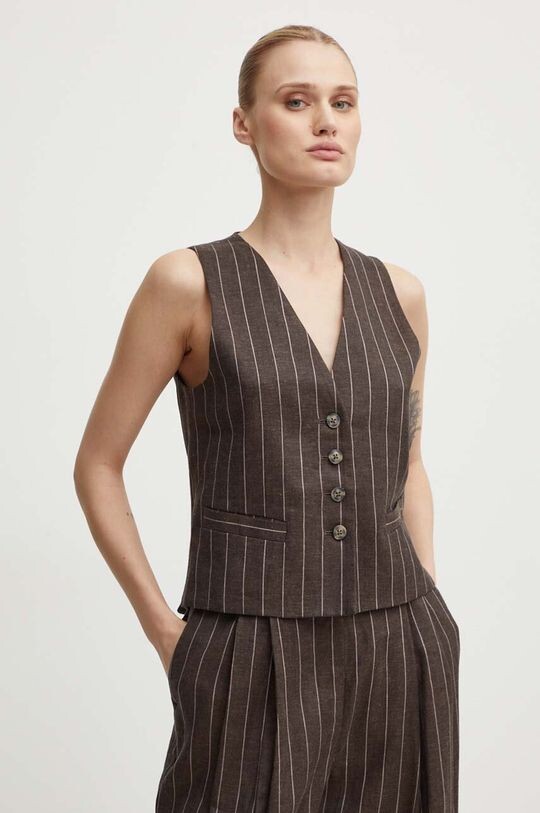 

Льняной жилет Frida - Casual Linen Stripe Day Birger et Mikkelsen, коричневый