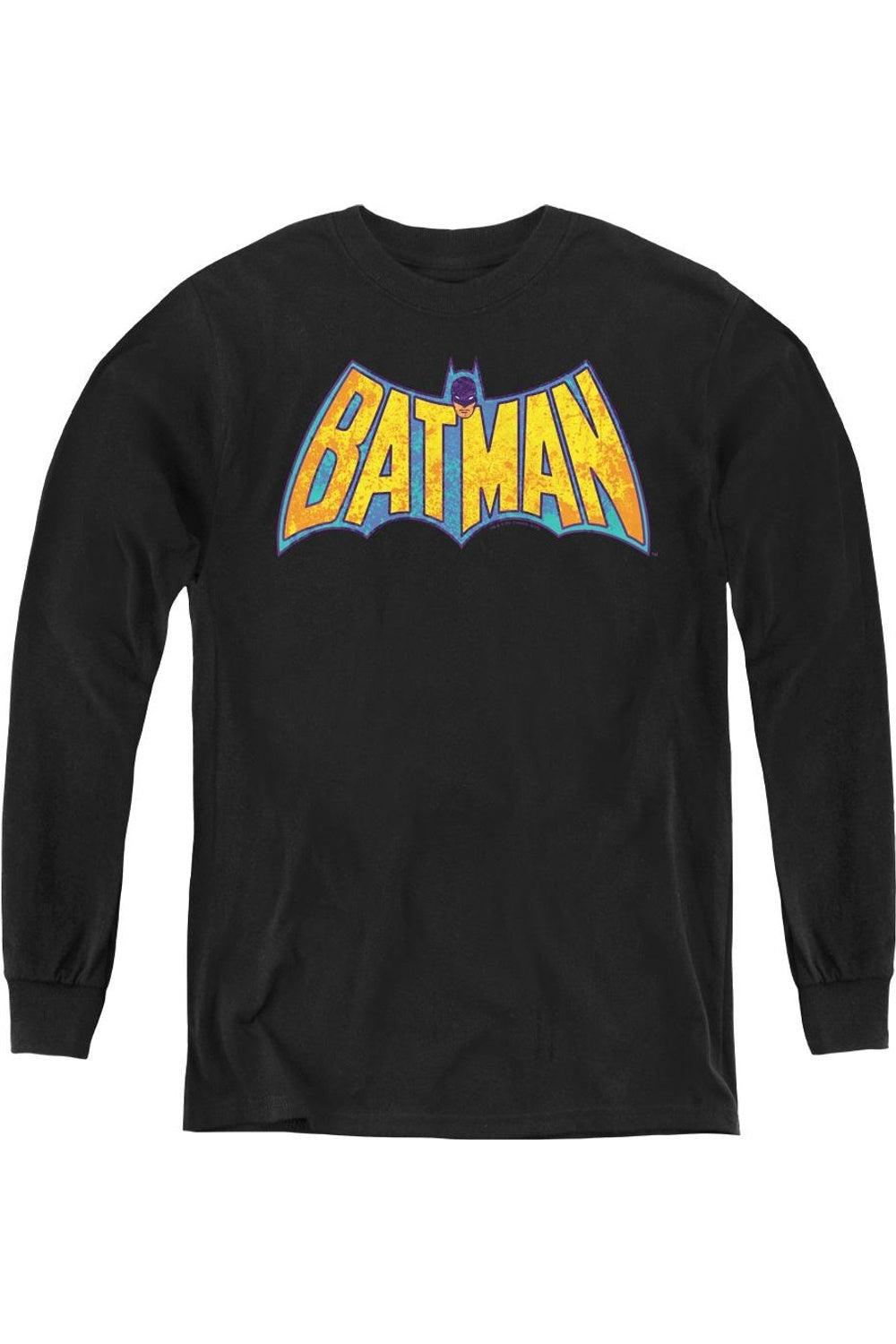 

Футболка с длинным рукавом DC Comics Batman Neon Distress Logo для детей Gildan, черный