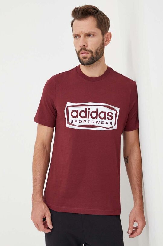 

Хлопковая футболка adidas, бордовый