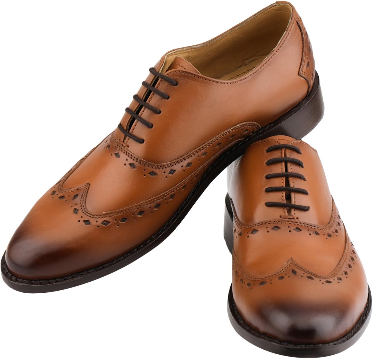 Классические кожаные туфли ручной работы Lethato Captoe Oxford Goodyear Welted Formal, Tan Wingtip — фото 2