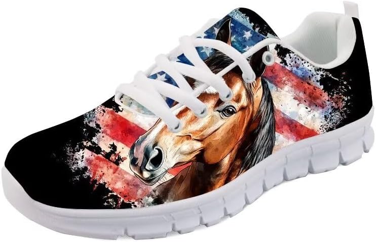 

Кроссовки Forchrinse с милым рисунком мопса, спортивные, для бега и занятий в спортзале, унисекс, легкие, на шнуровке, спортивные кроссовки, Horse Flag