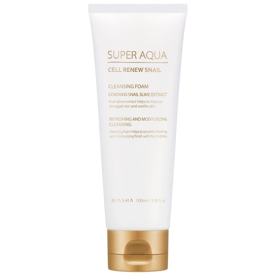 

Очищающая пенка для лица super aqua cell renew snail cleansing foam Missha, объем 100 мл