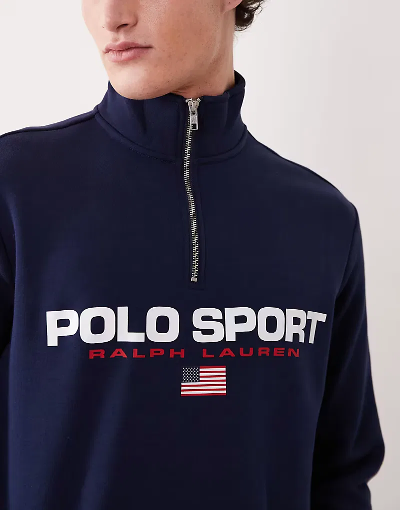 Белая толстовка Polo Ralph Lauren с логотипом и застежкой-молнией до середины груди — фото 3