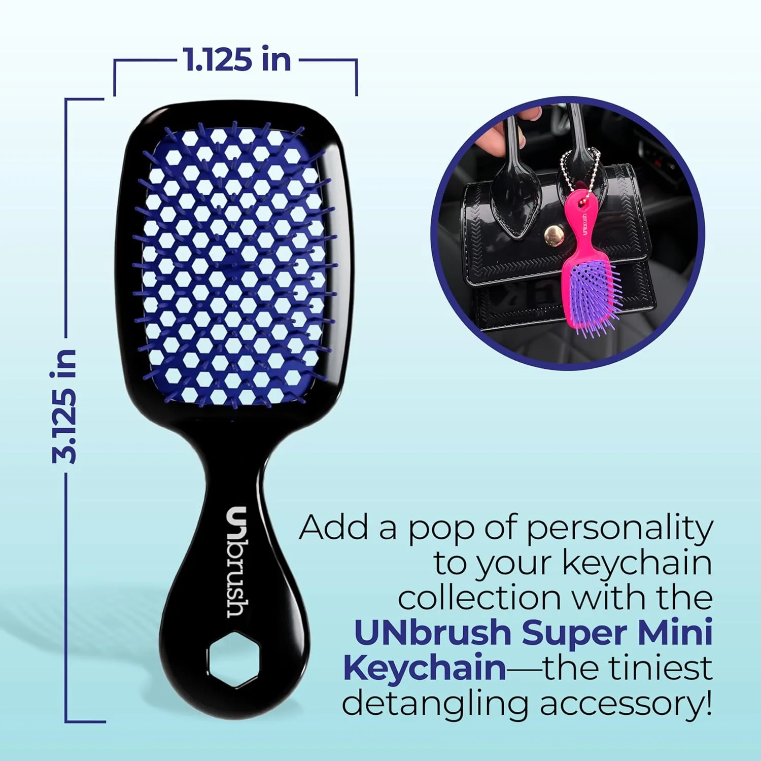 Брелок-расческа FHI Heat UNbrush Super Mini - коллекционный миниатюрный аксессуар для сумок и ключей - для любительниц красоты., Galaxy — фото 4